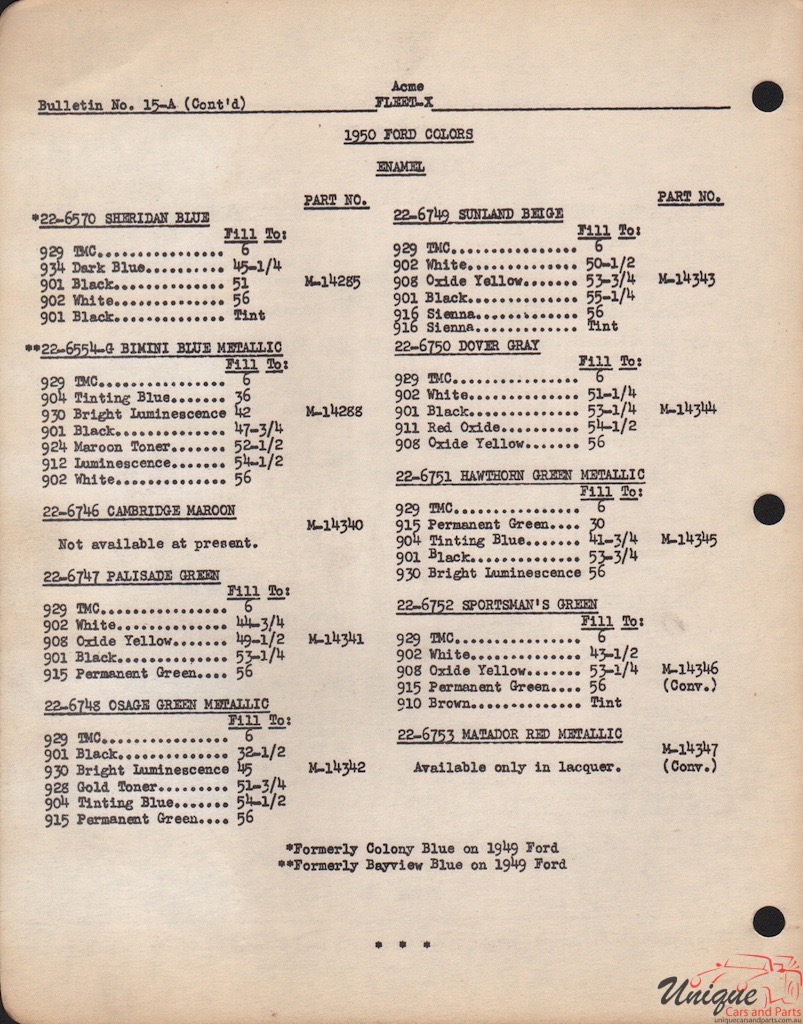 1950 Ford Paint Charts Acme 4